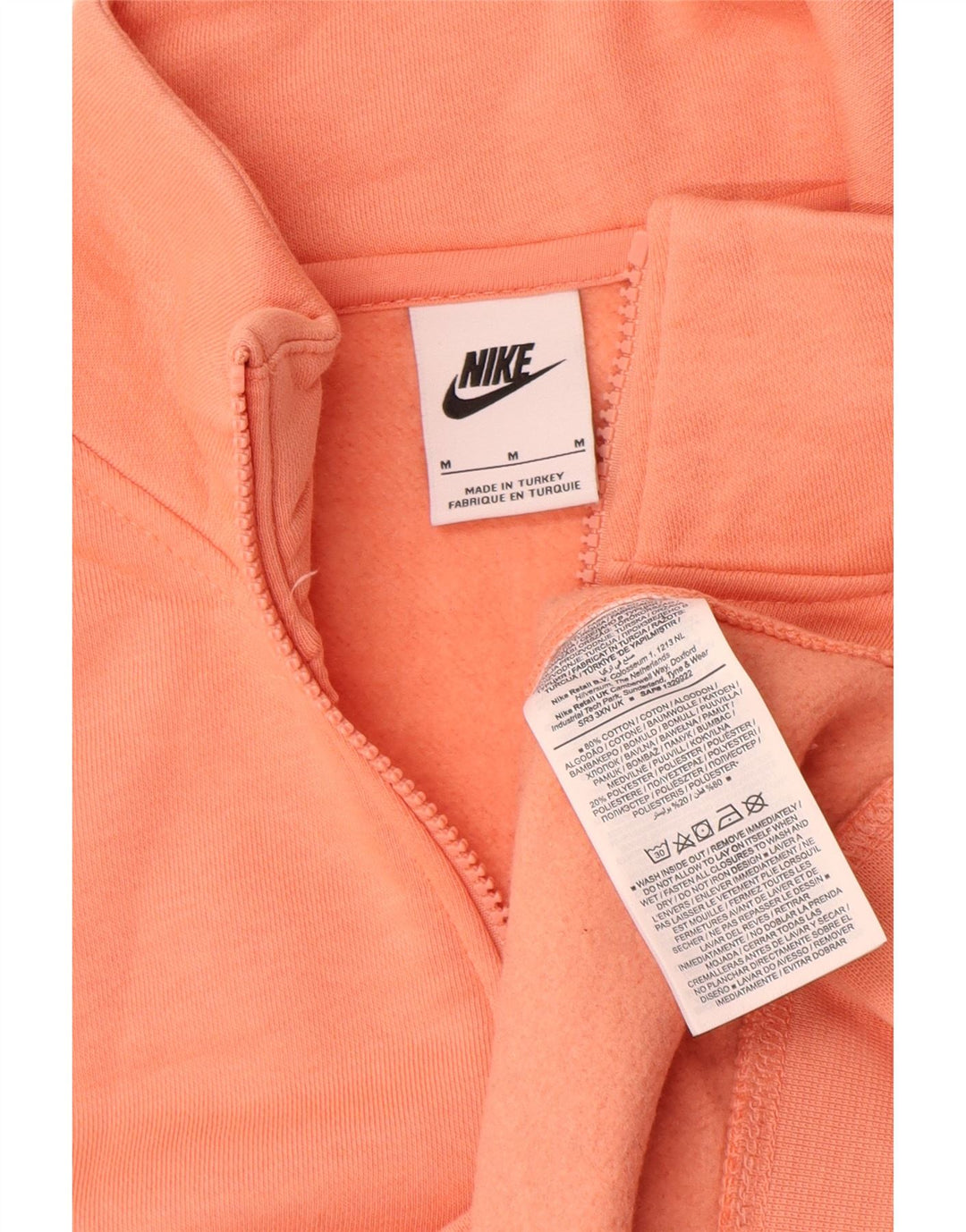 Nike Herren-Sweatshirt mit Reißverschluss am Hals, mittelorange Baumwolle