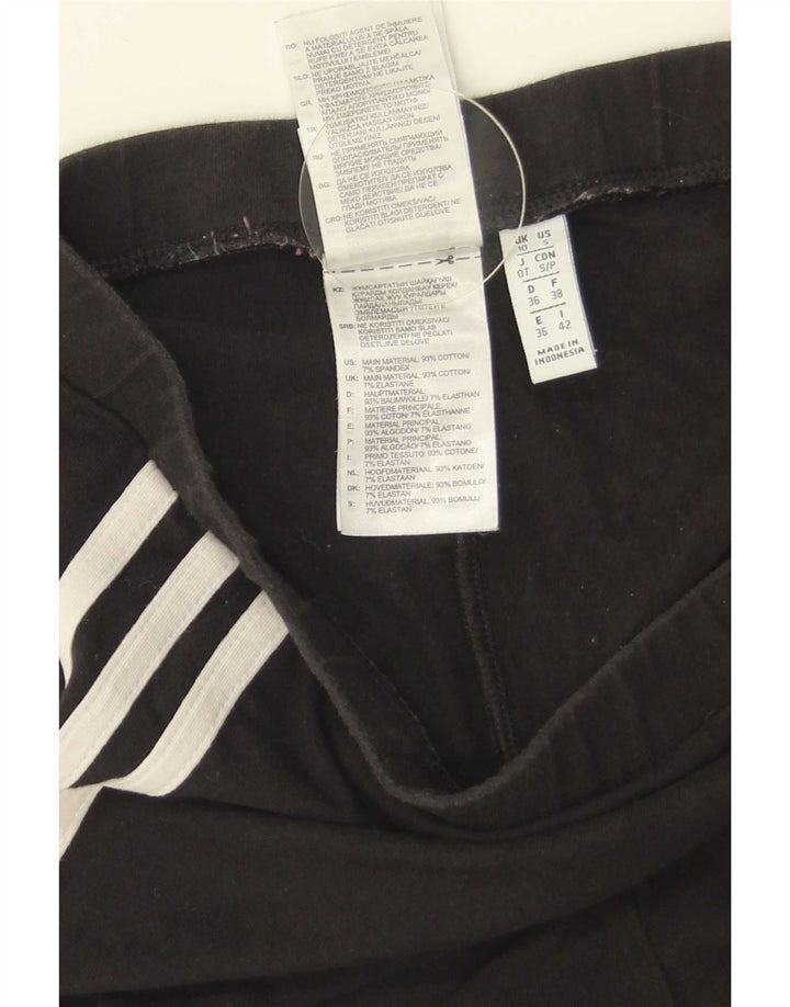 Adidas Damen Leggings UK 10 Small Schwarz Baumwolle