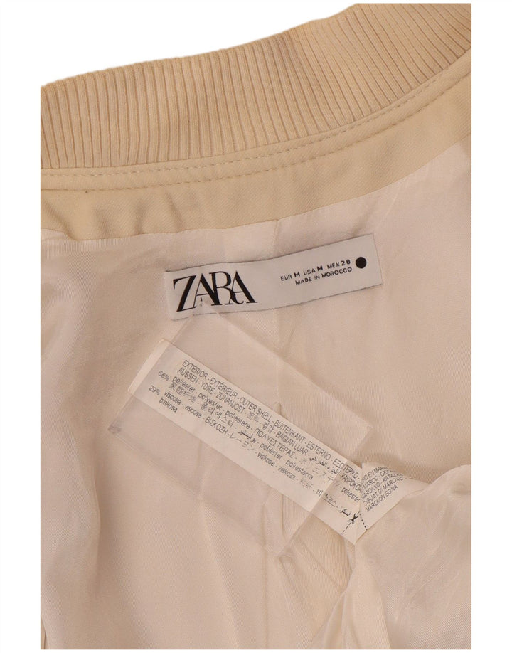 Zara Damen Crop Bomberjacke UK 14 Mittelbeige Viskose