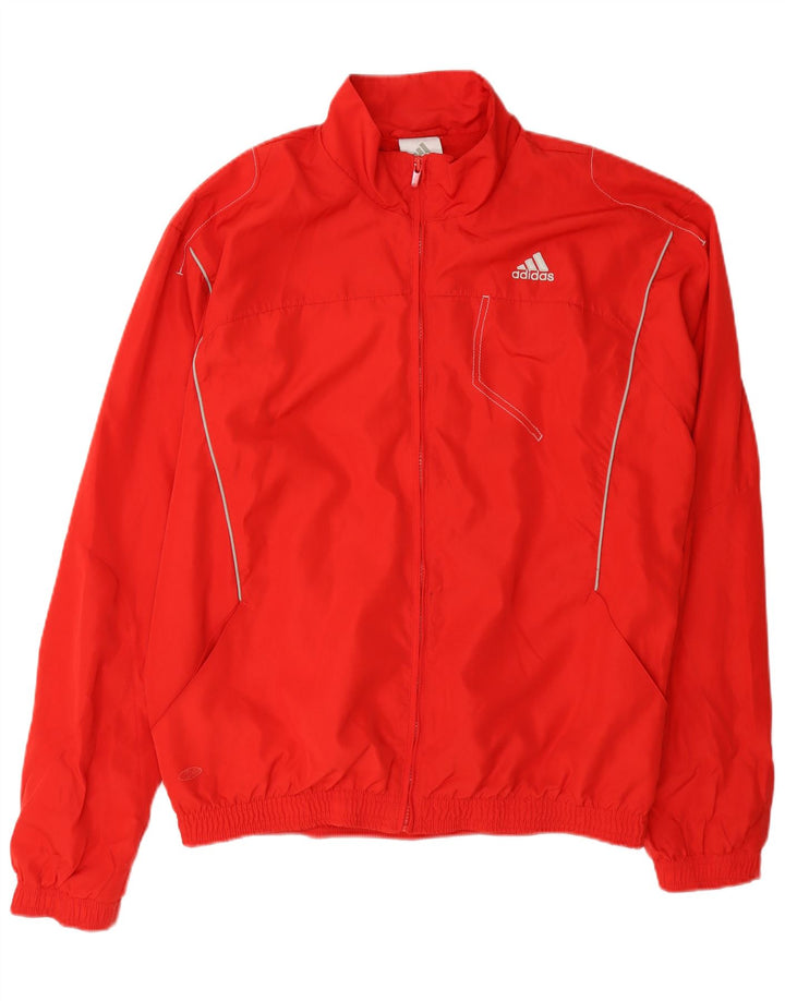 Adidas Damen Trainingsanzug Top Jacke UK 16 Large Rot Polyester