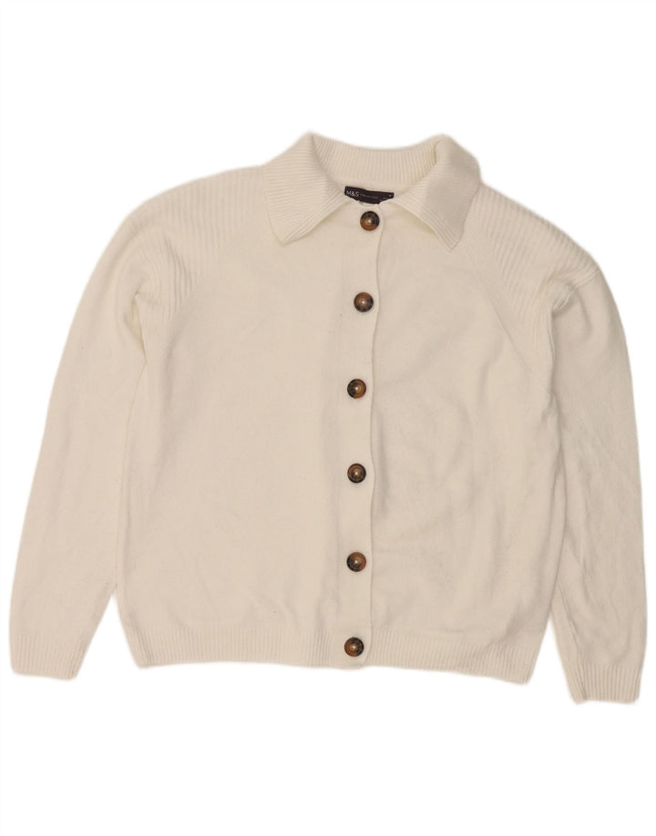 Marks & Spencer Damen-Cardigan-Pullover UK 14 Mittelweißes Polyester