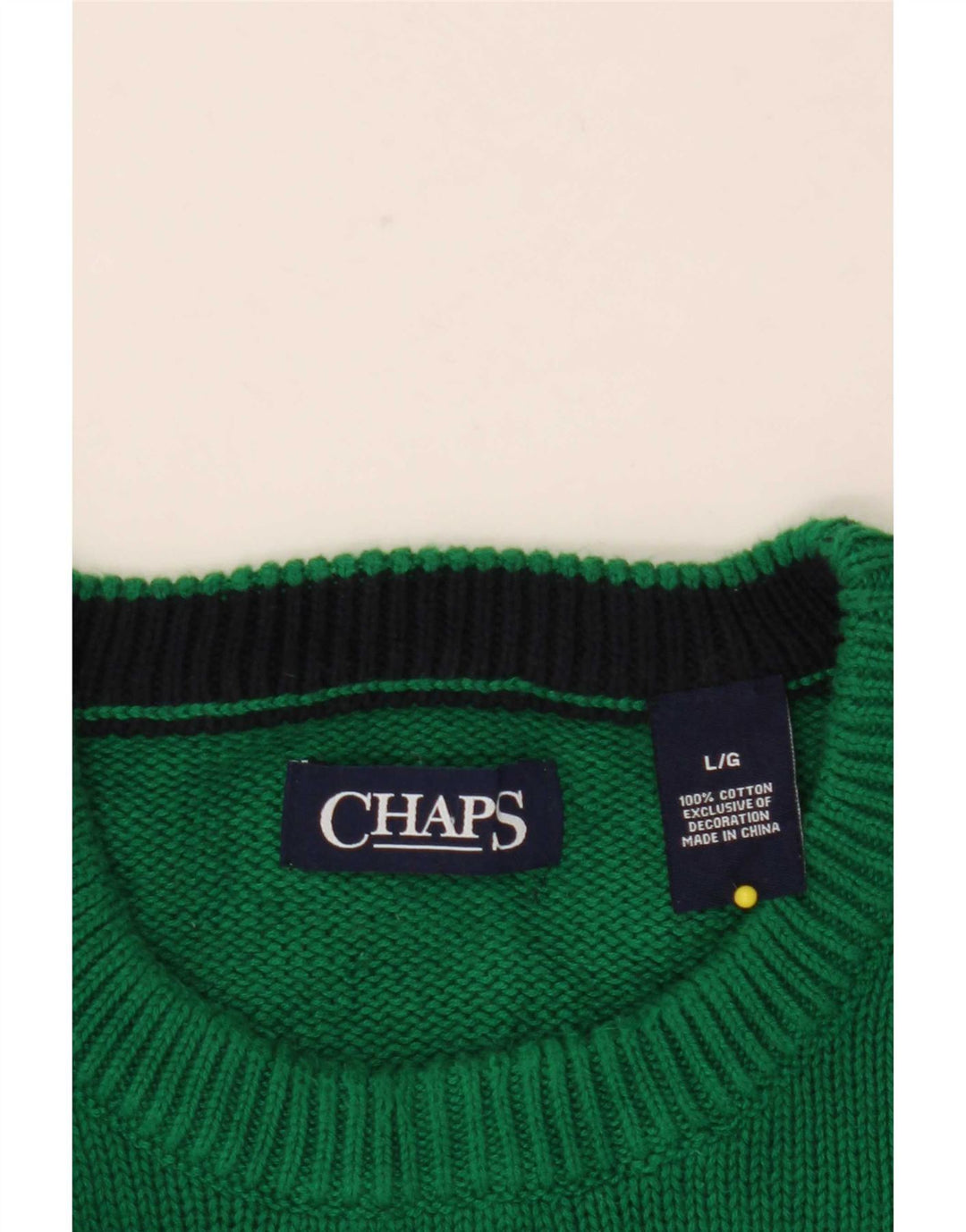 Chaps Herren-Pullover mit Rundhalsausschnitt, groß, grüne Baumwolle