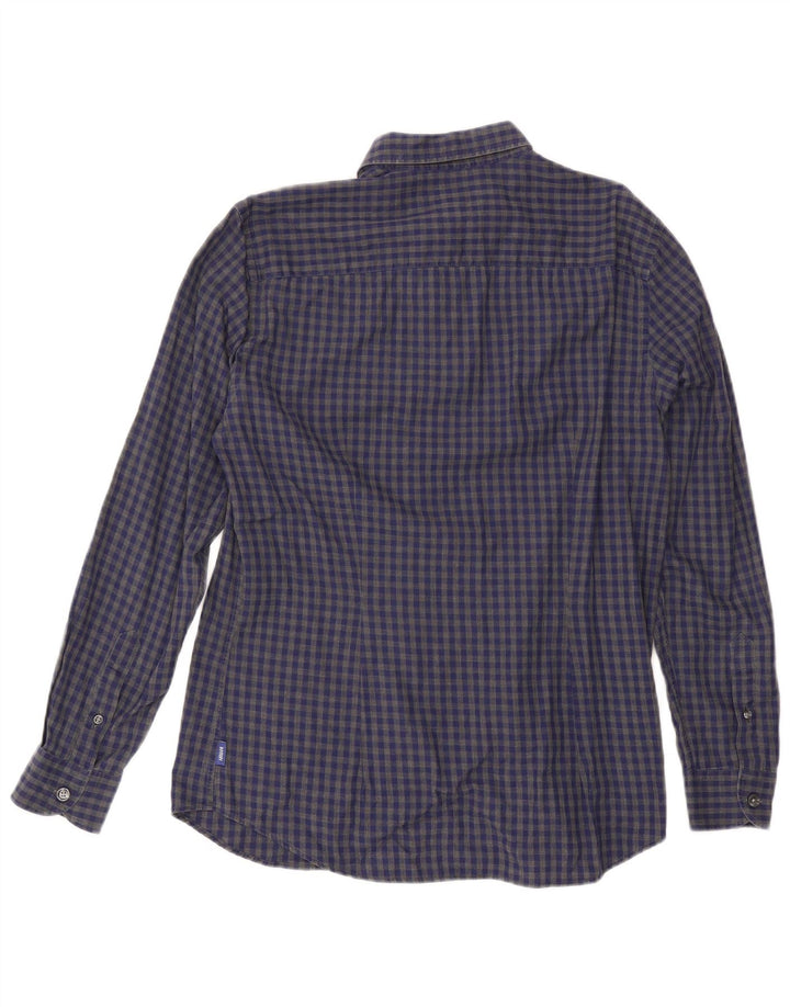 Armani Collezioni Herrenhemd aus mittelblauer Gingham-Baumwolle