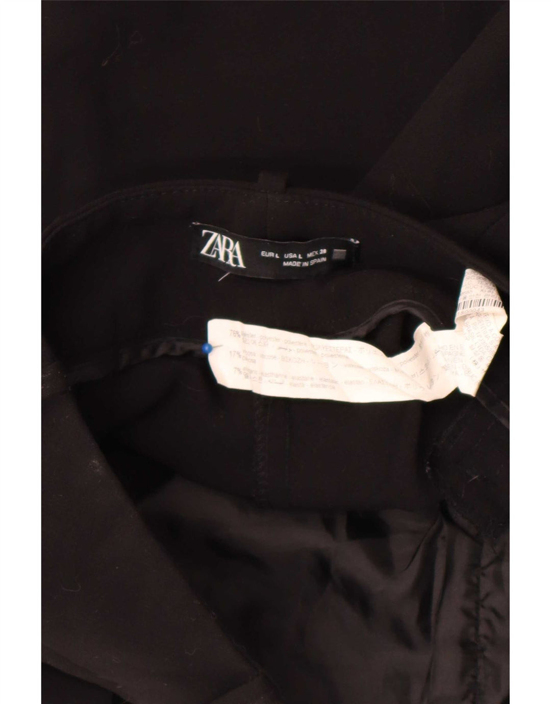 Zara Damen Tapered Chino-Hose, Größe L, W30, L26, Schwarz, Polyester