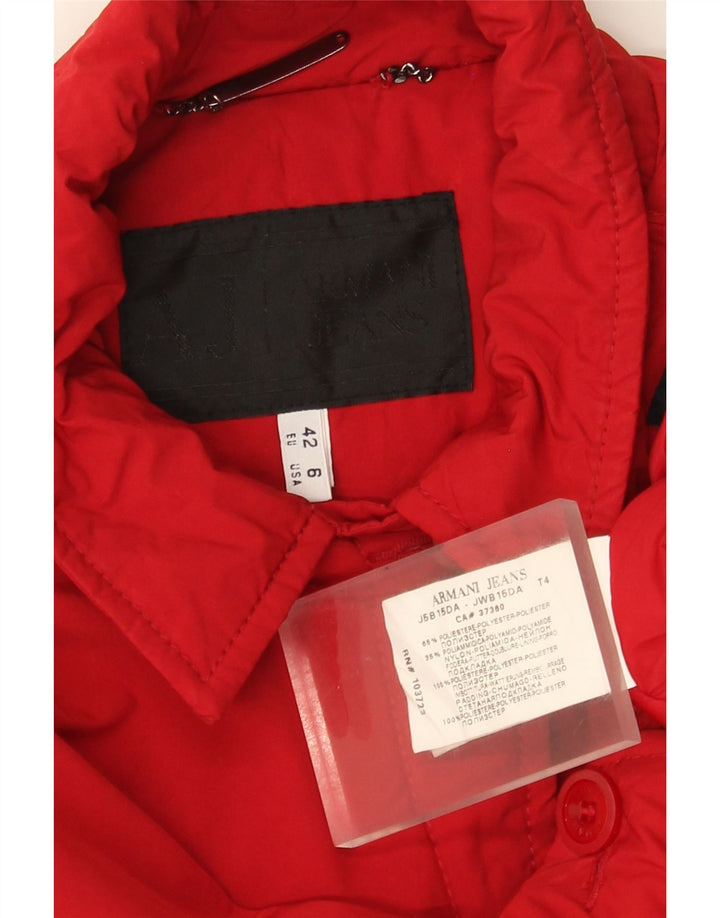 Armani Jeans Damen Bomberjacke EU 42 Großes rotes Polyester