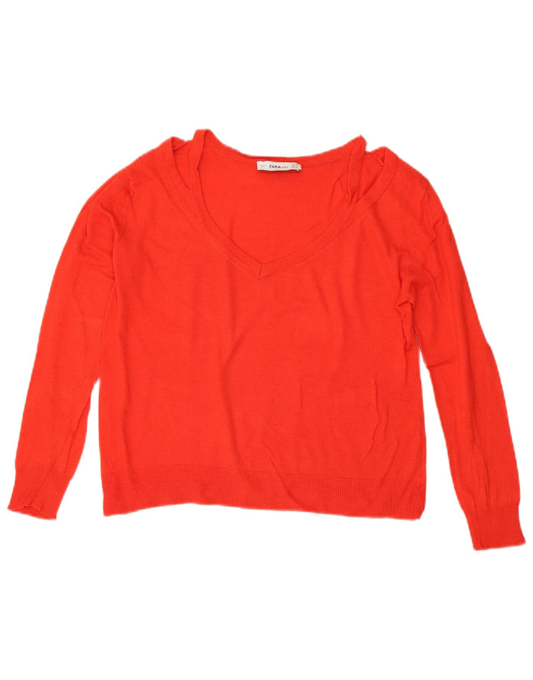 Zara Damen Crop V-Ausschnitt Pullover Pullover UK 14 Mittelrot