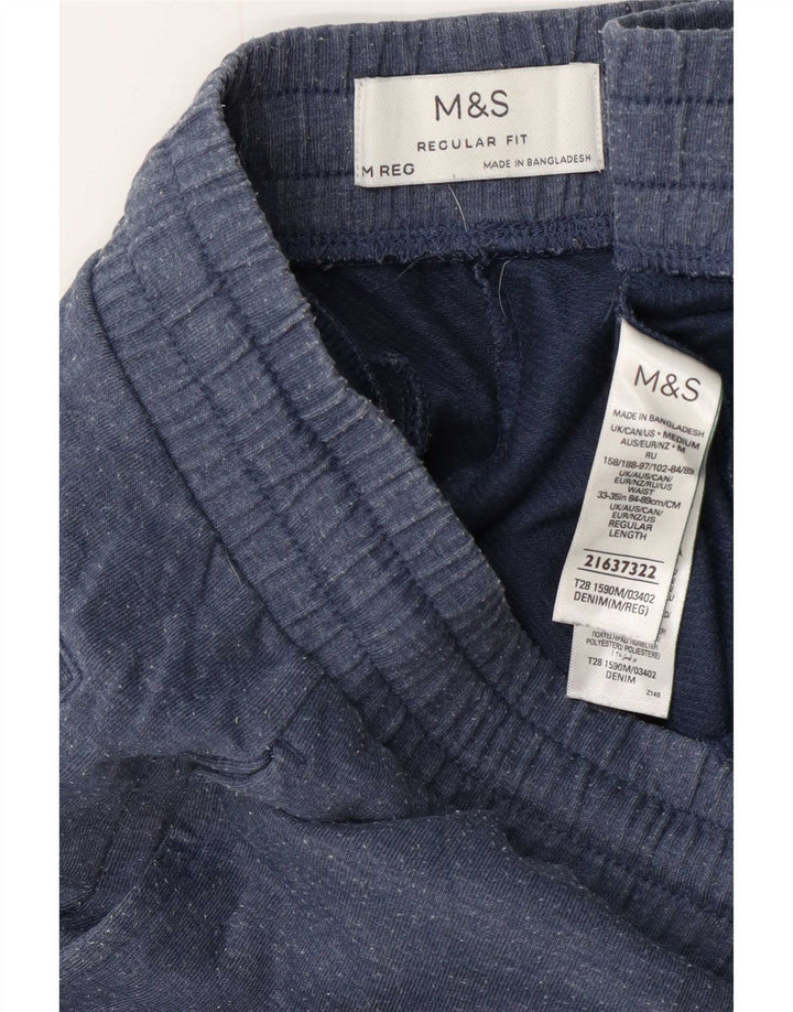 Marks & Spencer Herren-Trainingshose mit normaler Passform, mittelblaue Baumwolle
