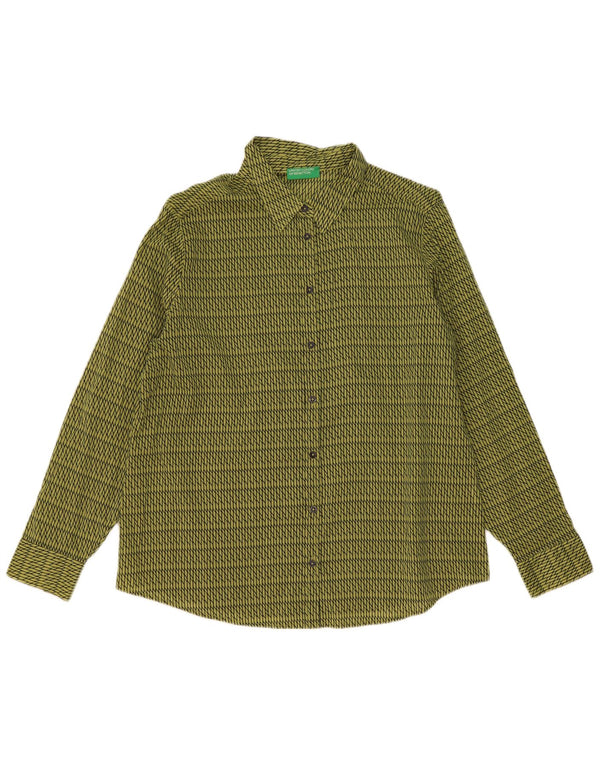 Benetton Damen-Hemd UK 16, groß, grün, geometrisch