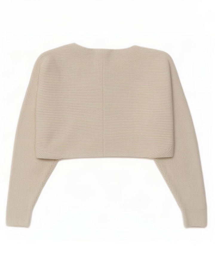Übergroßer Bolero-Pullover für Damen von Zara, UK 10, Größe S, cremefarbenes Polyester