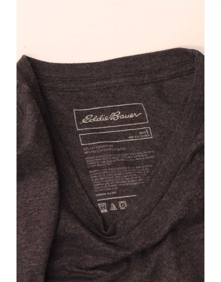 Eddie Bauer Herren Grafik-Oberteil, langärmelig, groß, grau meliert, Baumwolle