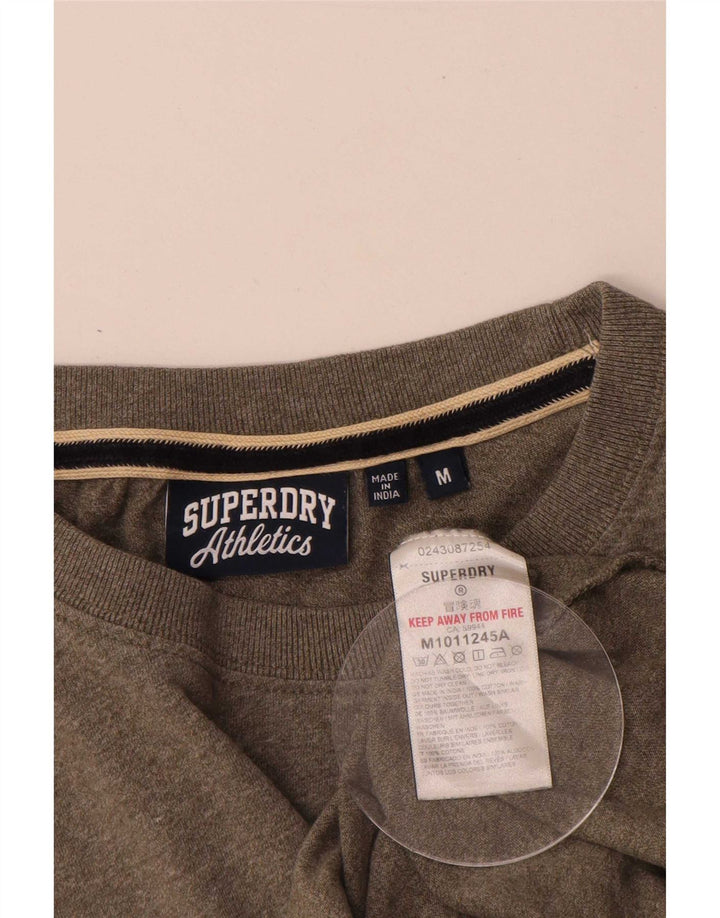 Superdry Herren T-Shirt-Oberteil aus mittelkhakifarbener, gesprenkelter Baumwolle