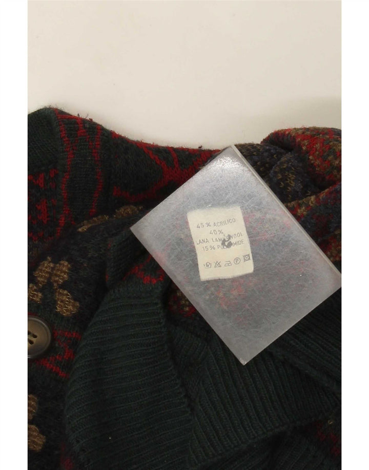 Vintage Herren Strickjacke, groß, mehrfarbig, Fair-Isle-Acryl