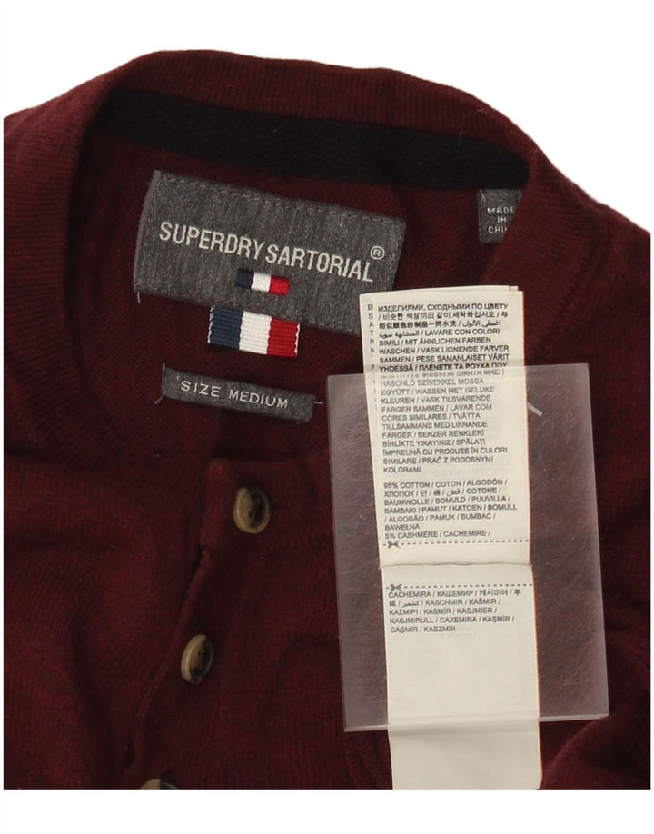 Superdry Herren-Pullover mit Rundhalsausschnitt, mittlerer burgunderroter Baumwolle