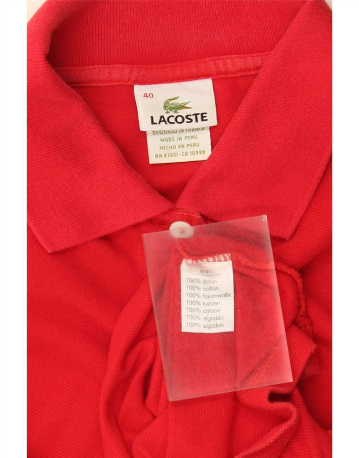 Lacoste Damen Crop Poloshirt Größe 40 Mittelrote Baumwolle