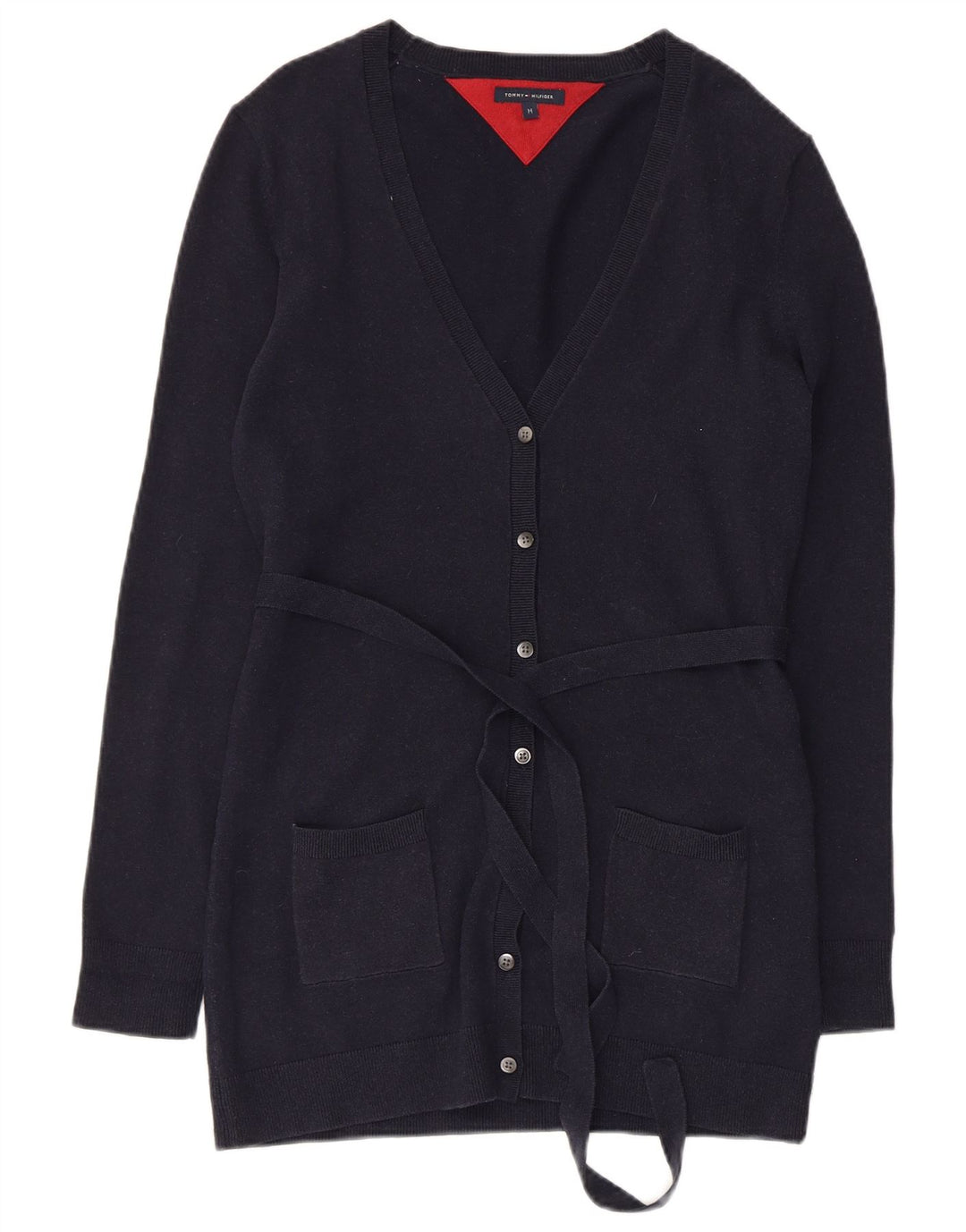 TOMMY HILFIGER Damen-Cardigan-Pullover UK 12 Mittelmarineblaue Baumwolle