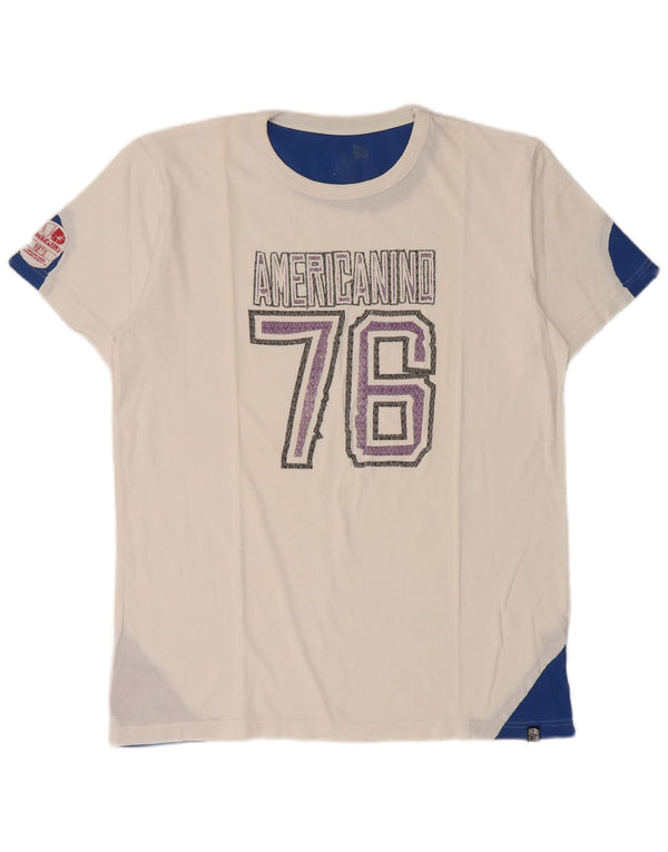 Americanino Herren-T-Shirt mit Grafik, 2XL, weiße Farbblock-Baumwolle