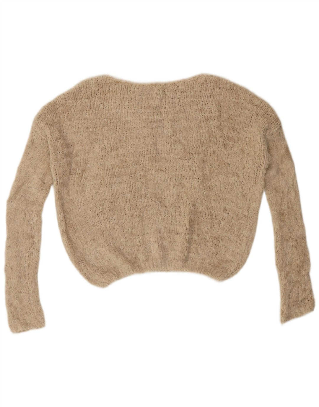 BENETTON Damen-Pullover, übergroß, bauchfrei, U-Boot-Ausschnitt, Gr. 40, Größe L, Beige