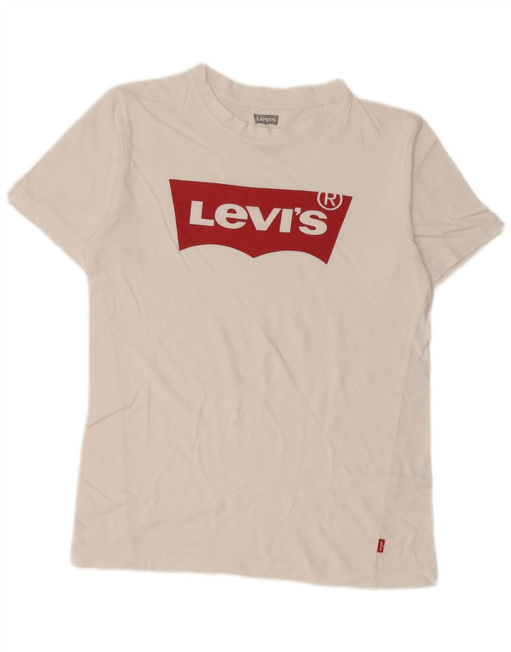 Levi's Jungen-T-Shirt mit Grafik, 11–12 Jahre, weiße Baumwolle