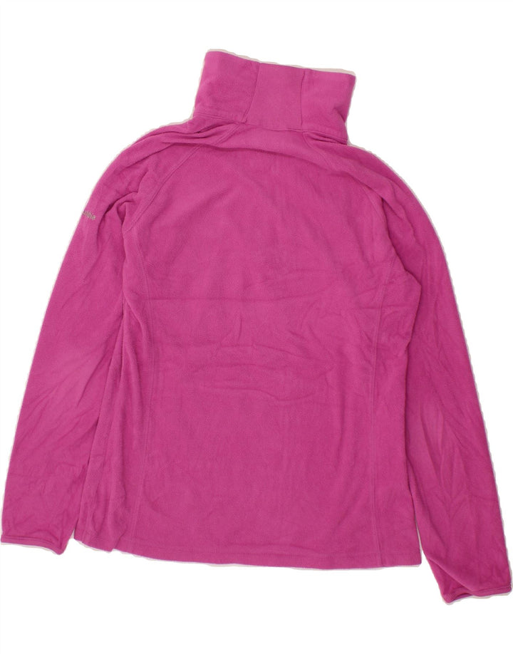 COLUMBIA Womens Zip Neck Fleece Jumper UK 14 Medium Pink Polyester Vintage Columbia and Second-Hand Columbia from Messina Hembry 