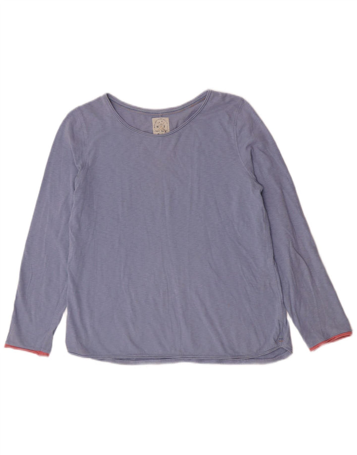 White Stuff Damen Top Langarm UK 12 Mittelblaue Baumwolle