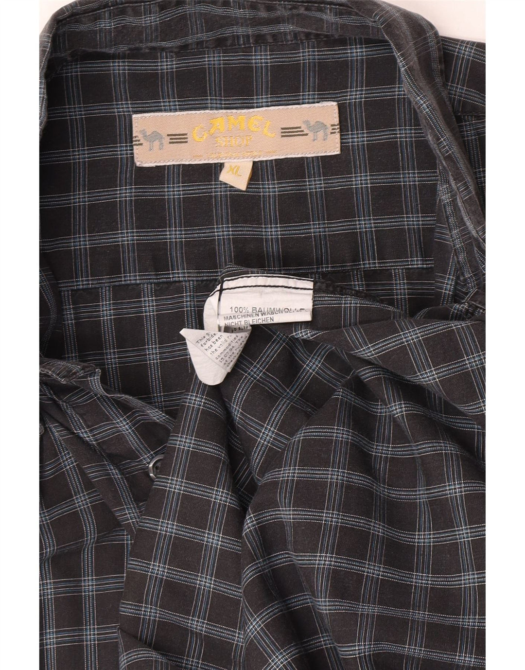 Camel Active Herren Kurzarmhemd XL grau kariert Baumwolle