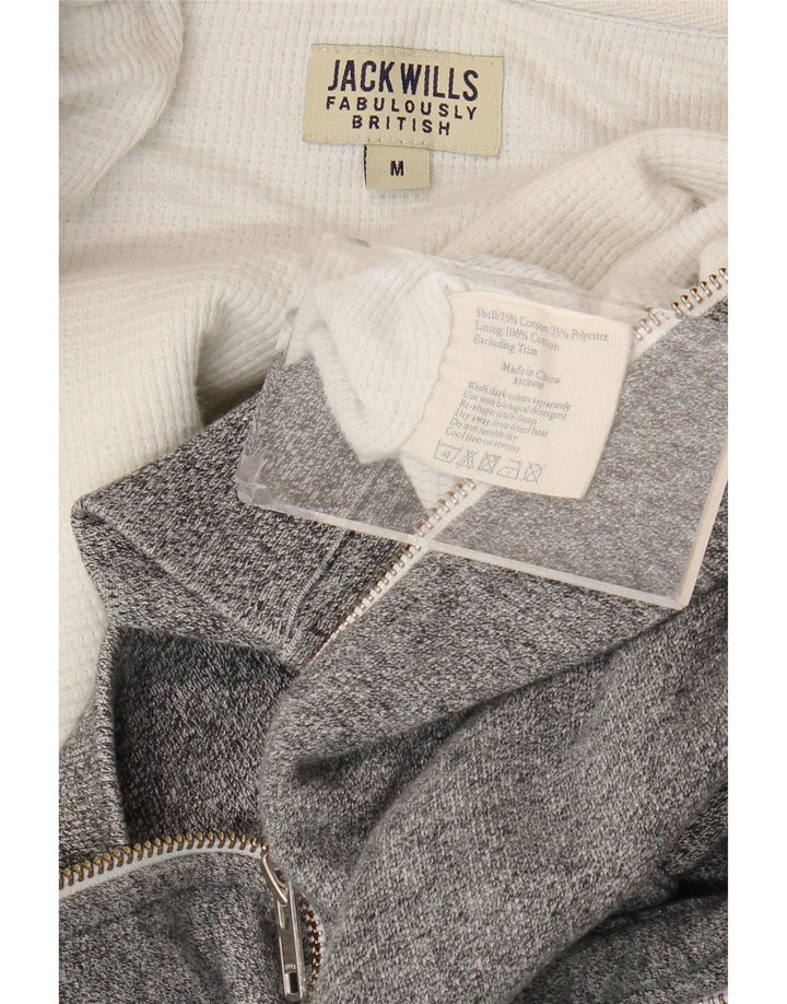 Jack Wills Herren-Kapuzenpullover mit Reißverschluss aus mittelgrauer Baumwolle