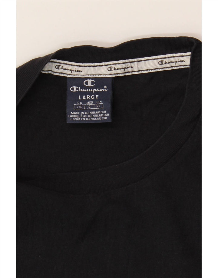 CHAMPION Herren-T-Shirt mit Grafik, Größe L, Schwarz
