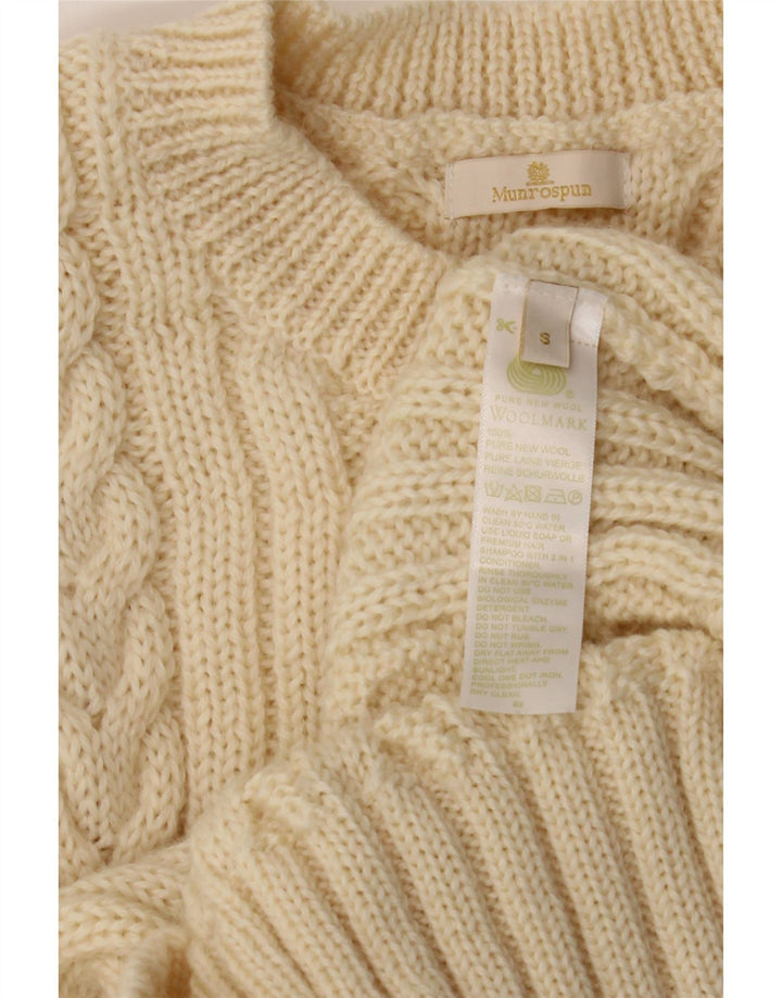 MUNROSPUN Damen-Pullover mit U-Boot-Ausschnitt, UK 10, Größe S, cremefarbene Schurwolle