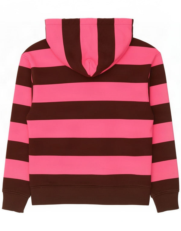 Zara Damen Kapuzenpullover UK 14 Mittelrosa gestreift aus Baumwolle