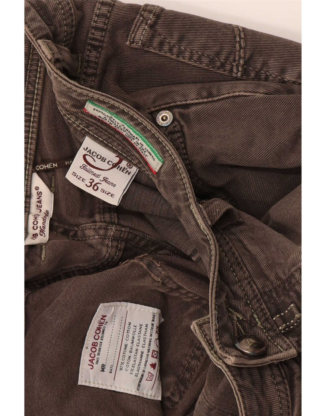 Jacob Cohen Herren Slim Jeans W36 L30 Graue Baumwolle