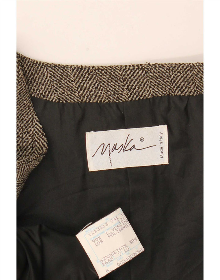 Zweireihiger Blazer für Damen von Maska, Größe IT 42, mittelgrau, Fischgrätenmuster