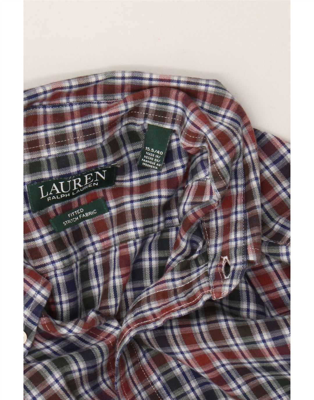 Ralph Lauren Herren-Flanellhemd, tailliert, Größe 40 15,5, mittelmehrfarbig