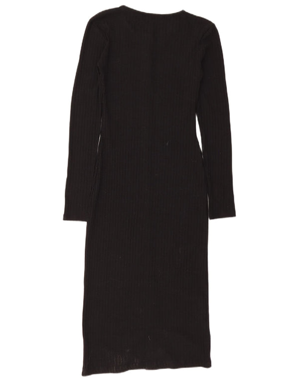 Zara Damen Langarm-Pulloverkleid UK 8 Small Schwarz