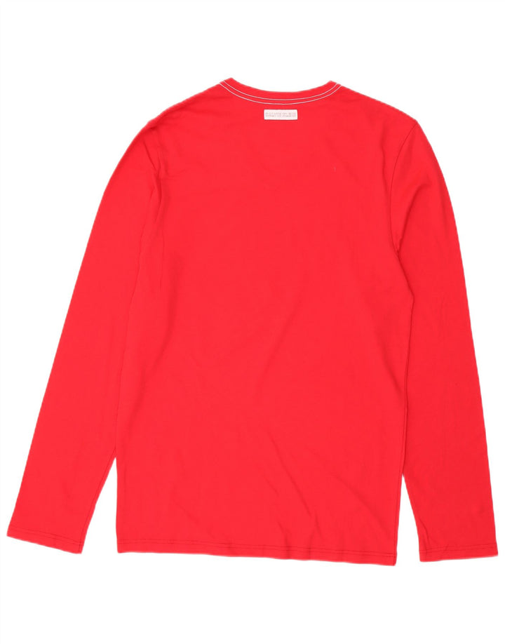 Calvin Klein Damen Top Langarm UK 12 Mittelrote Baumwolle
