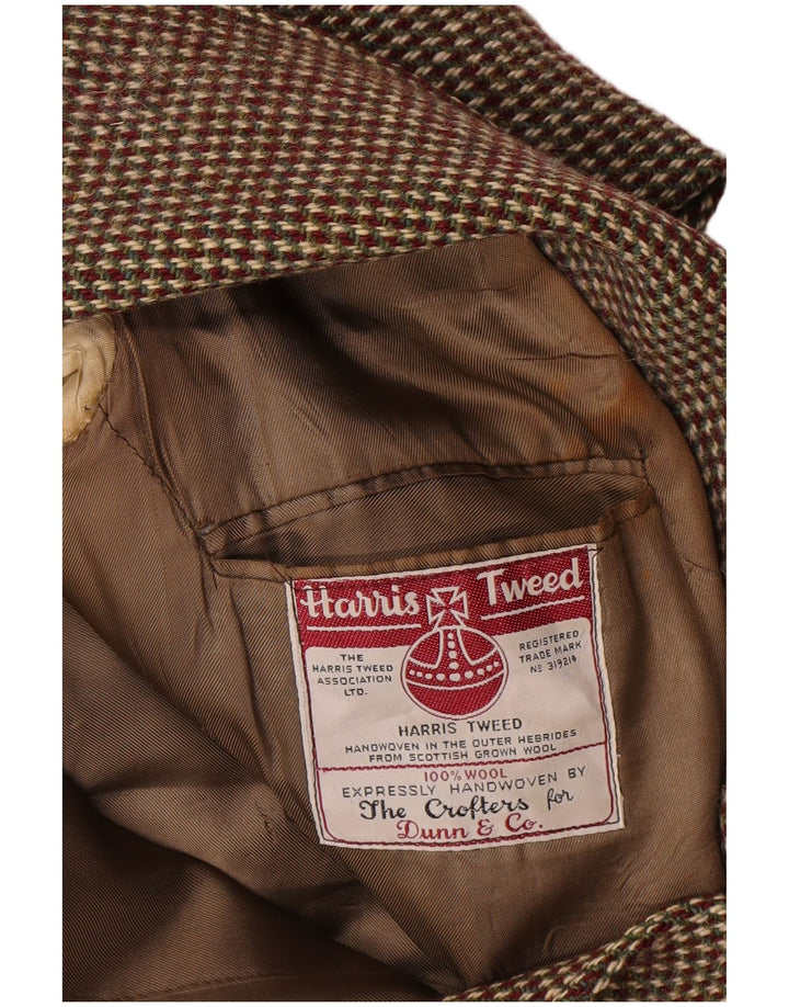 Harris Tweed Herren-Blazer mit 2 Knöpfen, UK 38, mittelbraun karierte Wolle