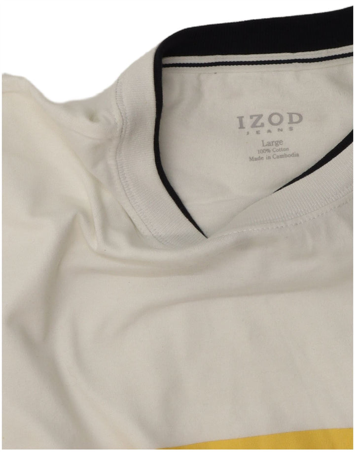 Izod Herren-T-Shirt-Oberteil, groß, weiß gestreift, Baumwolle