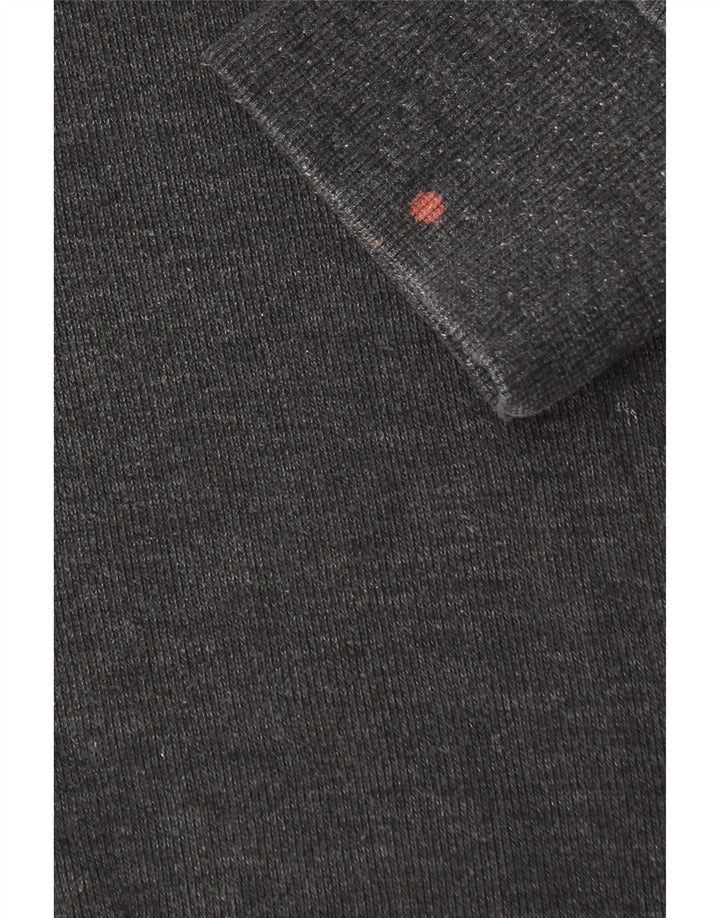 Marks & Spencer Herren-Pullover mit Knopfkragen, mittelgraue Baumwolle