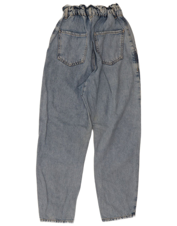 Zara Damen High Waist Tapered Jeans EU 34 2XS W24 L25 Blaue Baumwolle