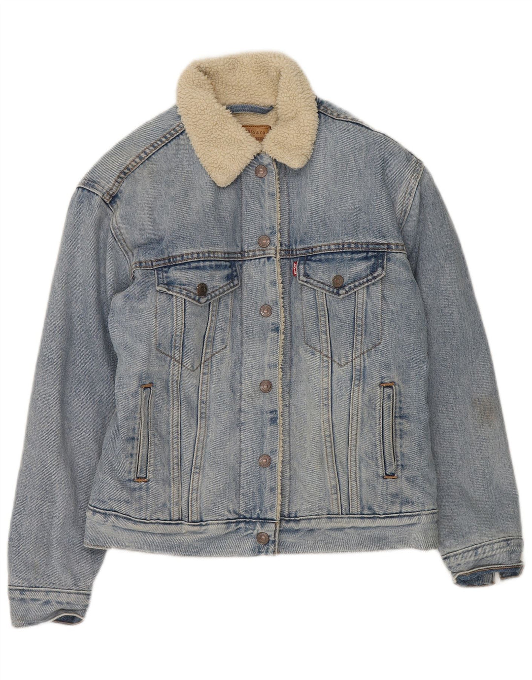 LEVI'S Womens Denim Sherpa Jacket UK 6 XS Blue