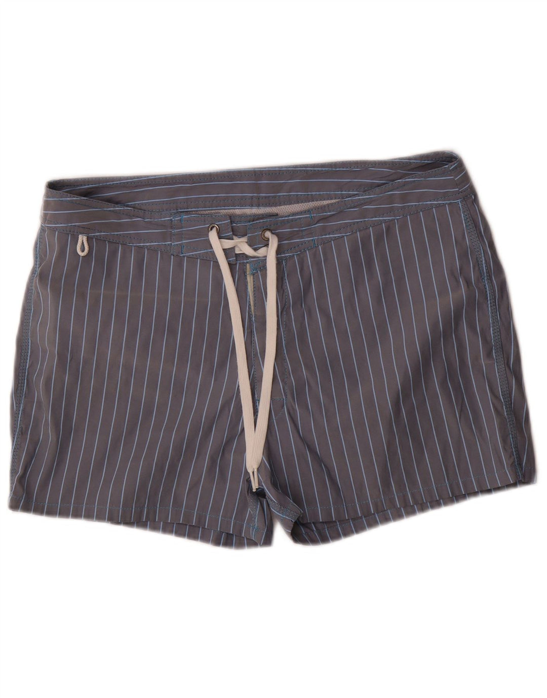 Sundek Herren-Badeshorts aus mittelgrau gestreiftem Polyester