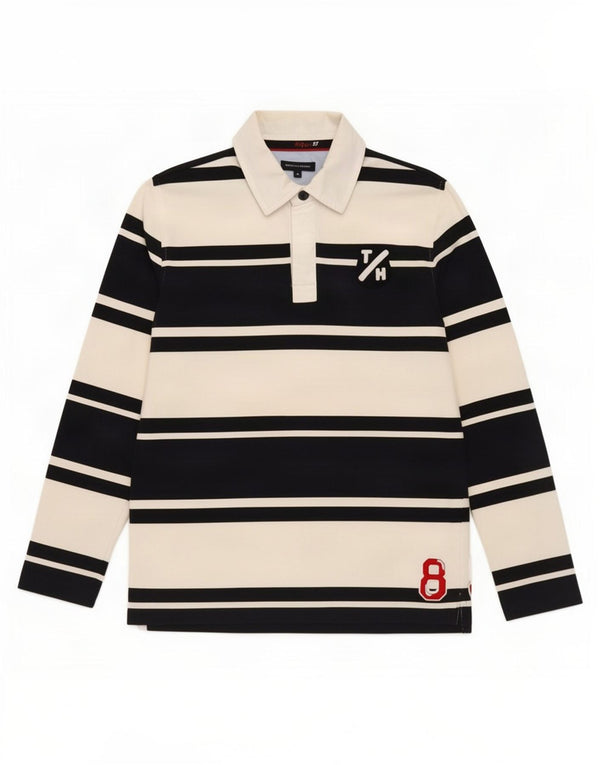 Tommy Hilfiger Rugby-Poloshirt mit Grafik für Jungen, 13–14 Jahre, weiß gestreift