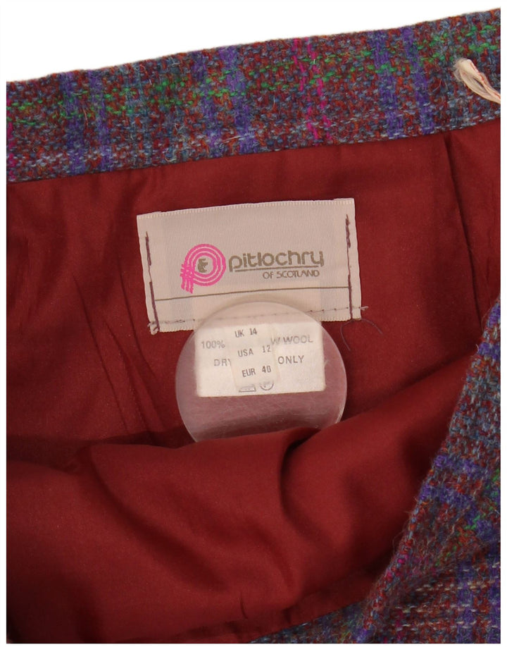 Pitlochry Damen Midirock UK 14 Medium W30 Mehrfarbig karierte Wolle