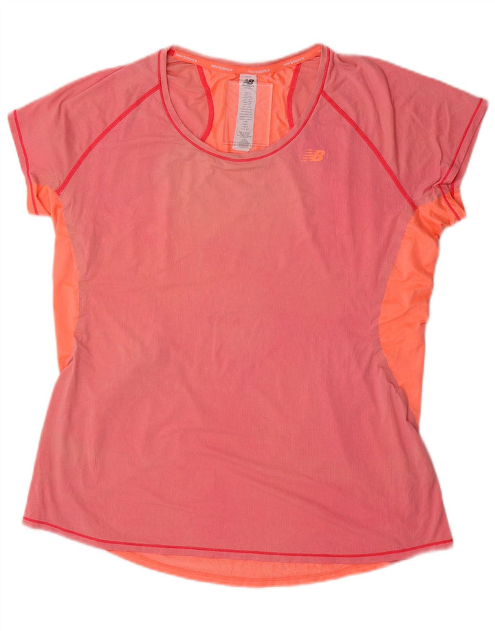 NEW BALANCE Damen T-Shirt Top UK 18 XL Pink Colourblock Nylon