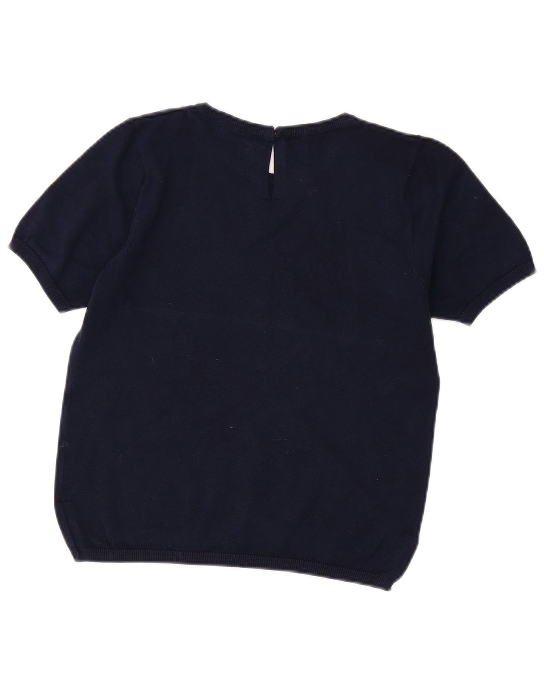 Zara Damen Crop Crew Neck Pullover Pullover UK 12 Medium Marineblau