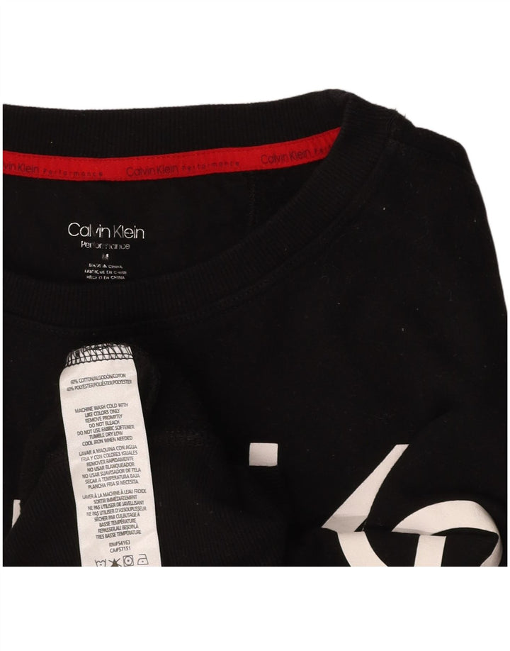 CALVIN KLEIN Damen Grafik-Sweatshirt-Pullover UK 14 Medium Schwarz