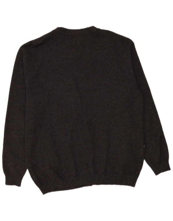Vintage Herren Cardigan Pullover XL Grau gestreift Wolle