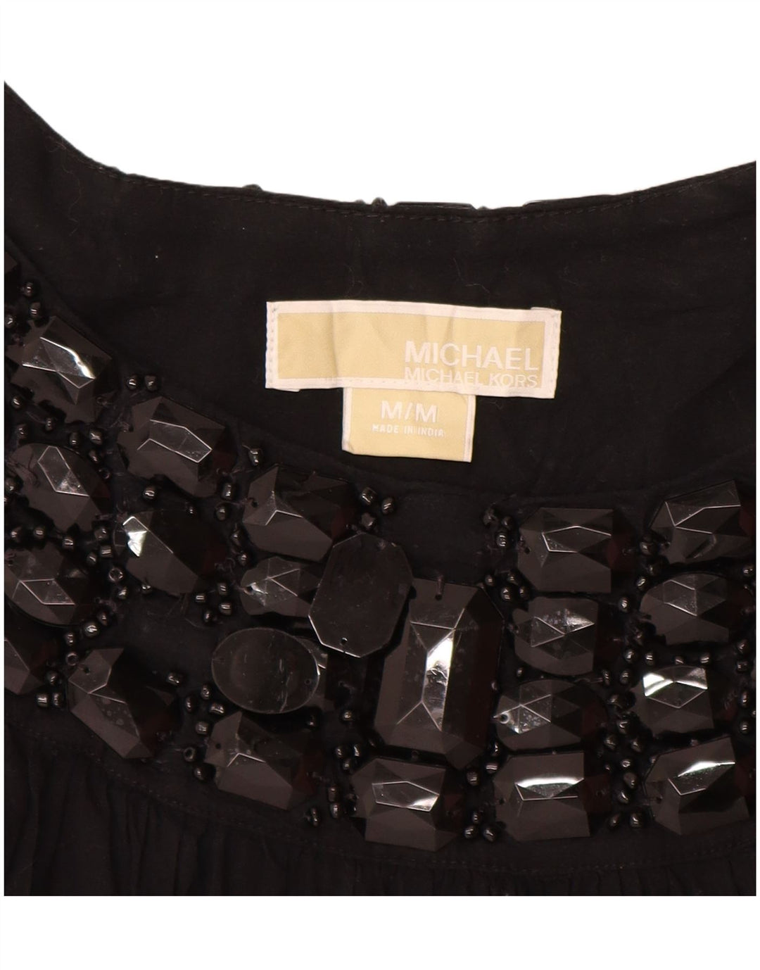 MICHAEL KORS Ärmelloses Damen-Blusenoberteil UK 12 Mittelschwarze Baumwolle