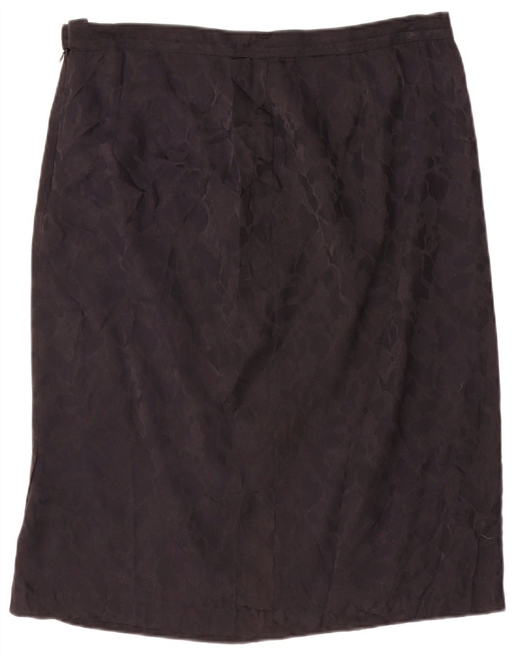 Vintage Damen Gerader Rock IT 46 Groß W34 Schwarze Seide