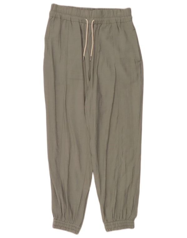 Zara Damen-Jogginghose mit hoher Taille, Freizeithose, Größe M, W28, L26, grüne Viskose