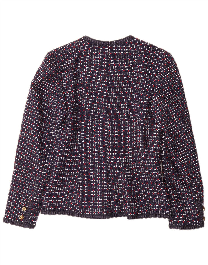 Vintage Damen 5-Knopf-Blazerjacke UK 10 Small Navy Blue Check